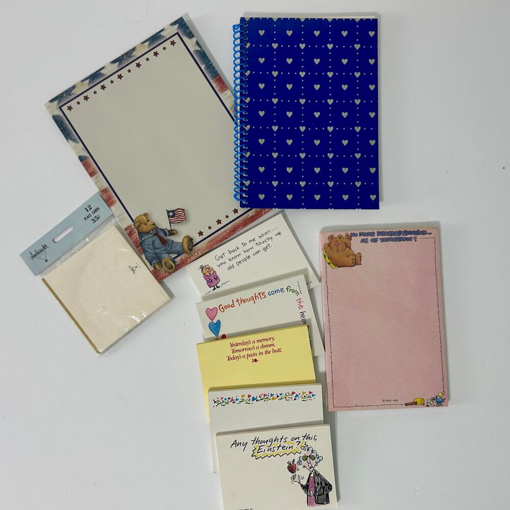 Vintage Stationery Lot of 9 Hallmark Shoebox Sticky Notes Notepad